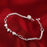 Hot sale 925 sterling silver romantic heart Love Bracelet for woman LuSPECIFICATIONSBrand Name: KCRLPBracelets Type: Chain &amp; Link BraceletsMain Stone: NONEOrigin: Mainland ChinaCertificate: noItem Weight: 8gMetals Type: silverMetalJewelry CirclesJewelry CirclesHot sale 925 sterling silver romantic heart Love Bracelet