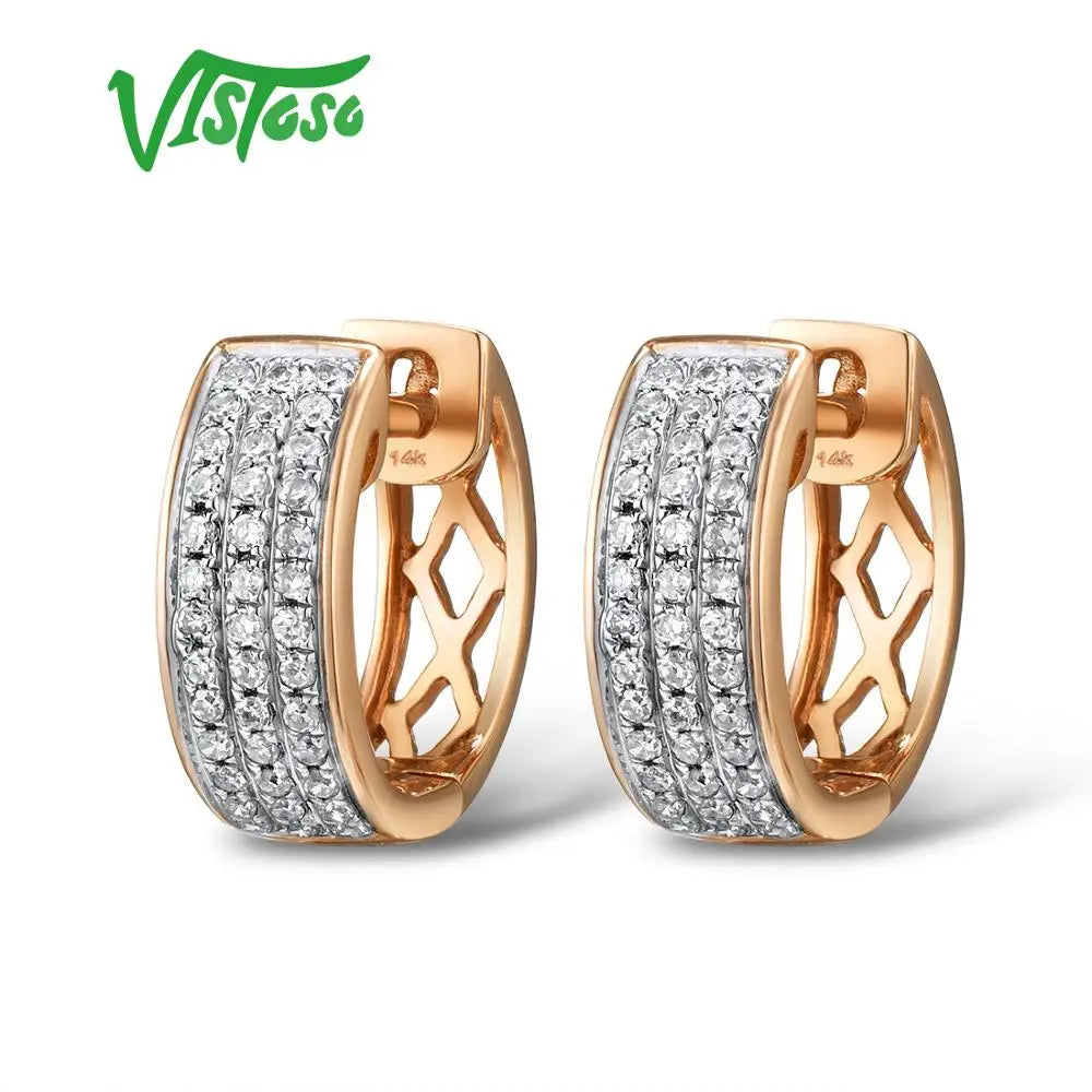 VISTOSO 14K 585 Rose Gold Earrings For Lady Glamorous Elegant SparklinSPECIFICATIONSBrand Name: VISTOSOMain Stone: DiamondWhite Diamond Color: GDiamond Shape: ROUND SHAPEDiamond Cut: ExcellentDiamond Carat Weight: 0.23ctsDiamond ClaritJewelry CirclesJewelry CirclesLady Glamorous Elegant Sparkling Diamond Earrings Luxury Wedding Engagement Fine Jewelry