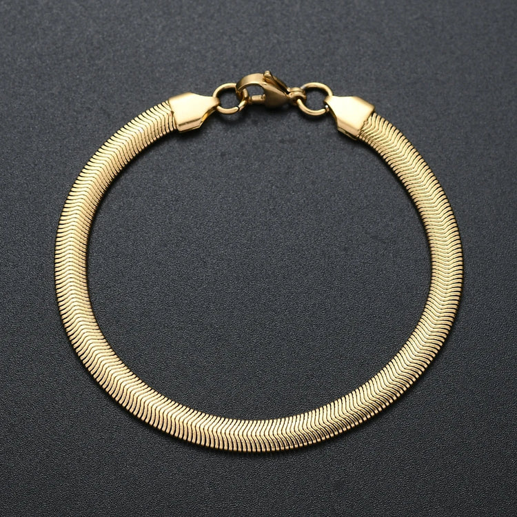 hot sale 6mm 316l stainless steel gold black color flat snake chain br