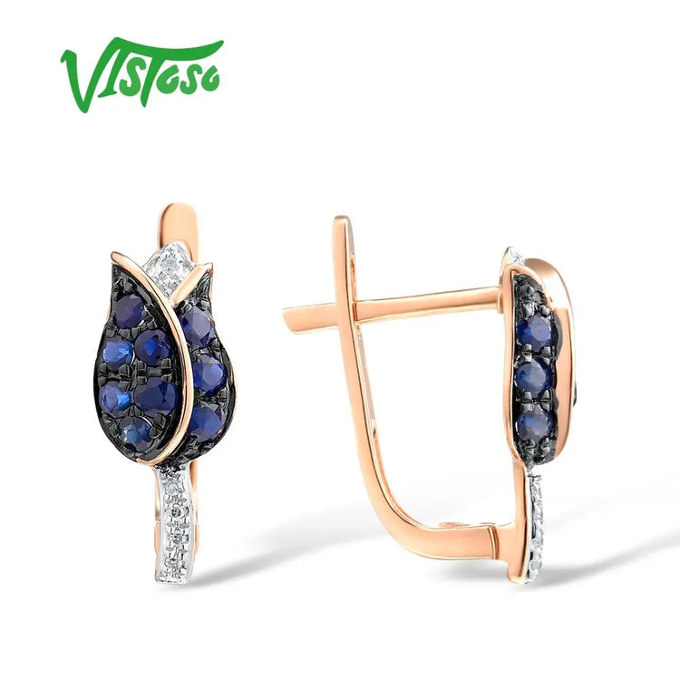 VISTOSO Jewelry Set For Woman Pure 14K 585 Rose Gold Sparkling Blue SaSPECIFICATIONSBrand Name: VISTOSOMetals Type: Rose GoldMetal Stamp: 14kOrigin: Mainland ChinaMain Stone: TopazStyle: TRENDYShape\pattern: RoundFine or Fashion: FineGJewelry CirclesJewelry CirclesWoman Pure 14K 585 Rose Gold Sparkling Blue Sapphire Diamond Tulip Earrings Ring Set Fine Jewelry