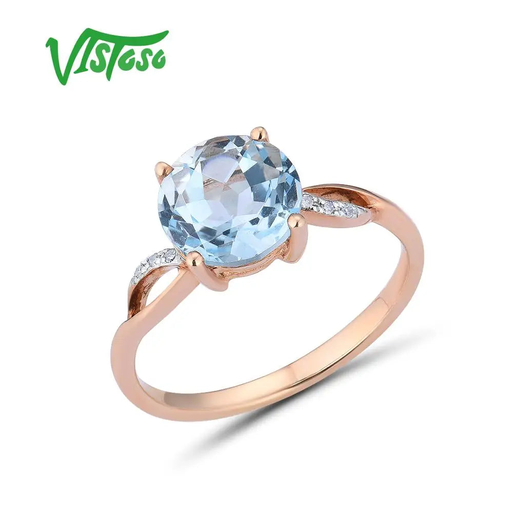 VISTOSO Jewelry Set For Woman Pure 14K 585 Rose Gold Sparkling Sky BluSPECIFICATIONSBrand Name: VISTOSOMetals Type: Rose GoldMetal Stamp: 14kOrigin: Mainland ChinaCertificate: YESMain Stone: TopazStyle: TRENDYShape\pattern: RoundFine oJewelry CirclesJewelry CirclesWoman Pure 14K 585 Rose Gold Sparkling Sky Blue Topaz Diamond Earrings Ring Pendant Set Fine Jewelry