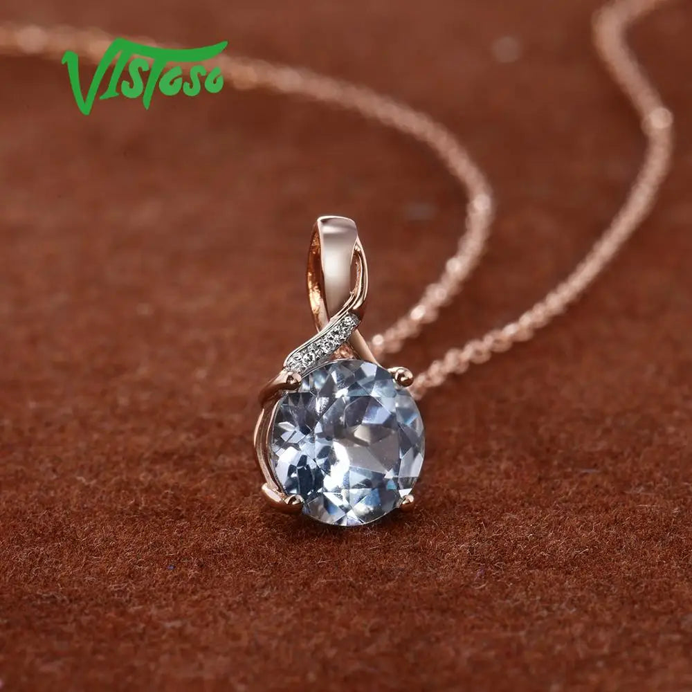 VISTOSO Jewelry Set For Woman Pure 14K 585 Rose Gold Sparkling Sky BluSPECIFICATIONSBrand Name: VISTOSOMetals Type: Rose GoldMetal Stamp: 14kOrigin: Mainland ChinaCertificate: YESMain Stone: TopazStyle: TRENDYShape\pattern: RoundFine oJewelry CirclesJewelry CirclesWoman Pure 14K 585 Rose Gold Sparkling Sky Blue Topaz Diamond Earrings Ring Pendant Set Fine Jewelry