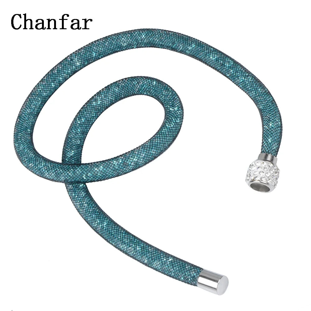 Hot sale Mesh Crystal Necklace With resin Crystal stones Filled with MSPECIFICATIONSBrand Name: ChanfarMetals Type: Zinc alloyOrigin: Mainland ChinaCN: ZhejiangNecklace Type: Chains NecklacesMaterial: resinGender: UnisexModel Number: aJewelry CirclesJewelry CirclesHot sale Mesh Crystal Necklace