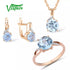 VISTOSO Jewelry Set For Woman Pure 14K 585 Rose Gold Sparkling Sky BluSPECIFICATIONSBrand Name: VISTOSOMetals Type: Rose GoldMetal Stamp: 14kOrigin: Mainland ChinaCertificate: YESMain Stone: TopazStyle: TRENDYShape\pattern: RoundFine oJewelry CirclesJewelry CirclesWoman Pure 14K 585 Rose Gold Sparkling Sky Blue Topaz Diamond Earrings Ring Pendant Set Fine Jewelry