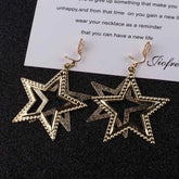 2018 New Sale five-pointed star Trendy Stars Clip Earrings For Women ESPECIFICATIONSBrand Name: JIOFREEMaterial: MetalGender: WomenEarring Type: Clip EarringsShape\pattern: StarFine or Fashion: FashionStyle: PunkItem Type: EarringsModeJewelry CirclesJewelry Circles-pointed star Trendy Stars Clip Earrings