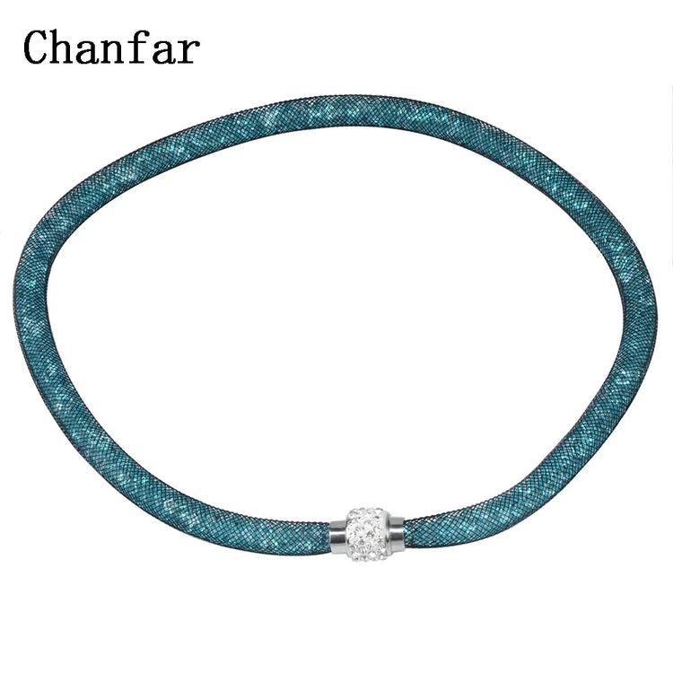 Hot sale Mesh Crystal Necklace With resin Crystal stones Filled with MSPECIFICATIONSBrand Name: ChanfarMetals Type: Zinc alloyOrigin: Mainland ChinaCN: ZhejiangNecklace Type: Chains NecklacesMaterial: resinGender: UnisexModel Number: aJewelry CirclesJewelry CirclesHot sale Mesh Crystal Necklace