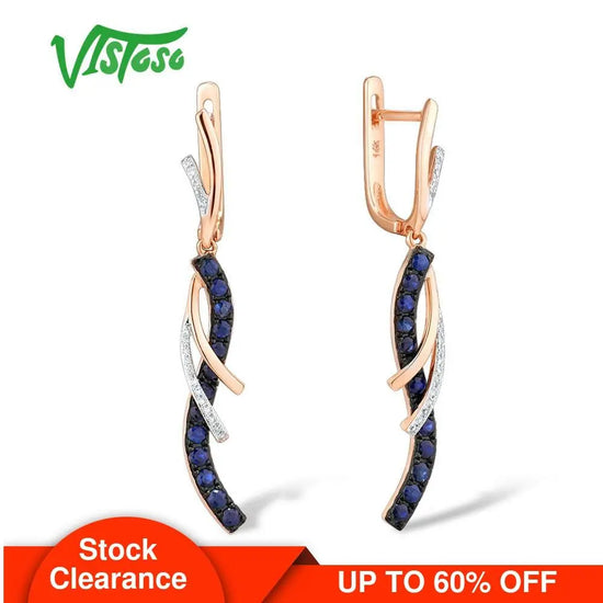 VISTOSO Gold Earrings For Women Authentic 14K 585 Rose Gold Sparkling SPECIFICATIONSBrand Name: VISTOSOMetals Type: Rose GoldMetal Stamp: 14kOrigin: Mainland ChinaMain Stone: SAPPHIREOccasion: AnniversaryCertificate Type: GDTCSide StonJewelry CirclesJewelry CirclesWomen Authentic 14K 585 Rose Gold Sparkling Diamond Shiny Blue Sapphire Dangling Earrings Fine Jewelry