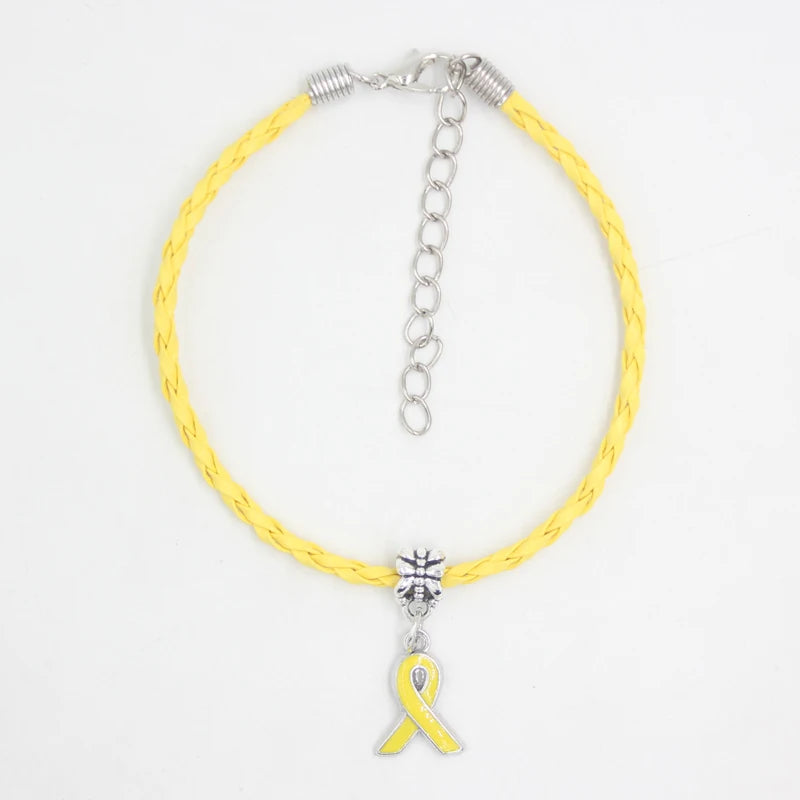 New Arrival  Breast Cancer Bracelet Yellow Pink Ribbon Charm BraceletsSPECIFICATIONSBrand Name: LIOBONARGender: WomenMaterial: MetalMetals Type: Zinc alloyBracelets Type: Charm BraceletsOrigin: Mainland ChinaCN: ZhejiangChain Type: PU Jewelry CirclesJewelry CirclesArrival Breast Cancer Bracelet Yellow Pink Ribbon Charm Bracelets Awareness Jewelry