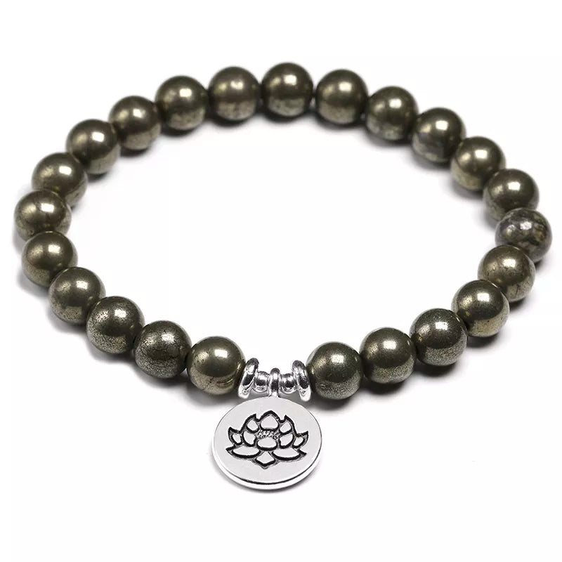 Natural Pyrite Bracelet Bracelet Charm Lotus Jewelry Energy Healing StSPECIFICATIONSBrand Name: YMORLGender: lovers&