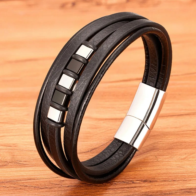 TYO Hot Sale Multilayer Braided Wrap Leather Bracelets For Men StainleSPECIFICATIONSBrand Name: TYOGender: MenMaterial: LeatherMetals Type: Stainless SteelBracelets Type: Charm BraceletsOrigin: Mainland ChinaCN: GuangdongChain Type: LeJewelry CirclesJewelry CirclesMen Stainless Steel Charm Magnetic Clasp Rock Handmade Bangles Gift