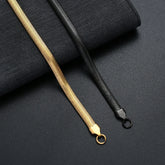 hot sale 6mm 316l stainless steel gold black color flat snake chain br