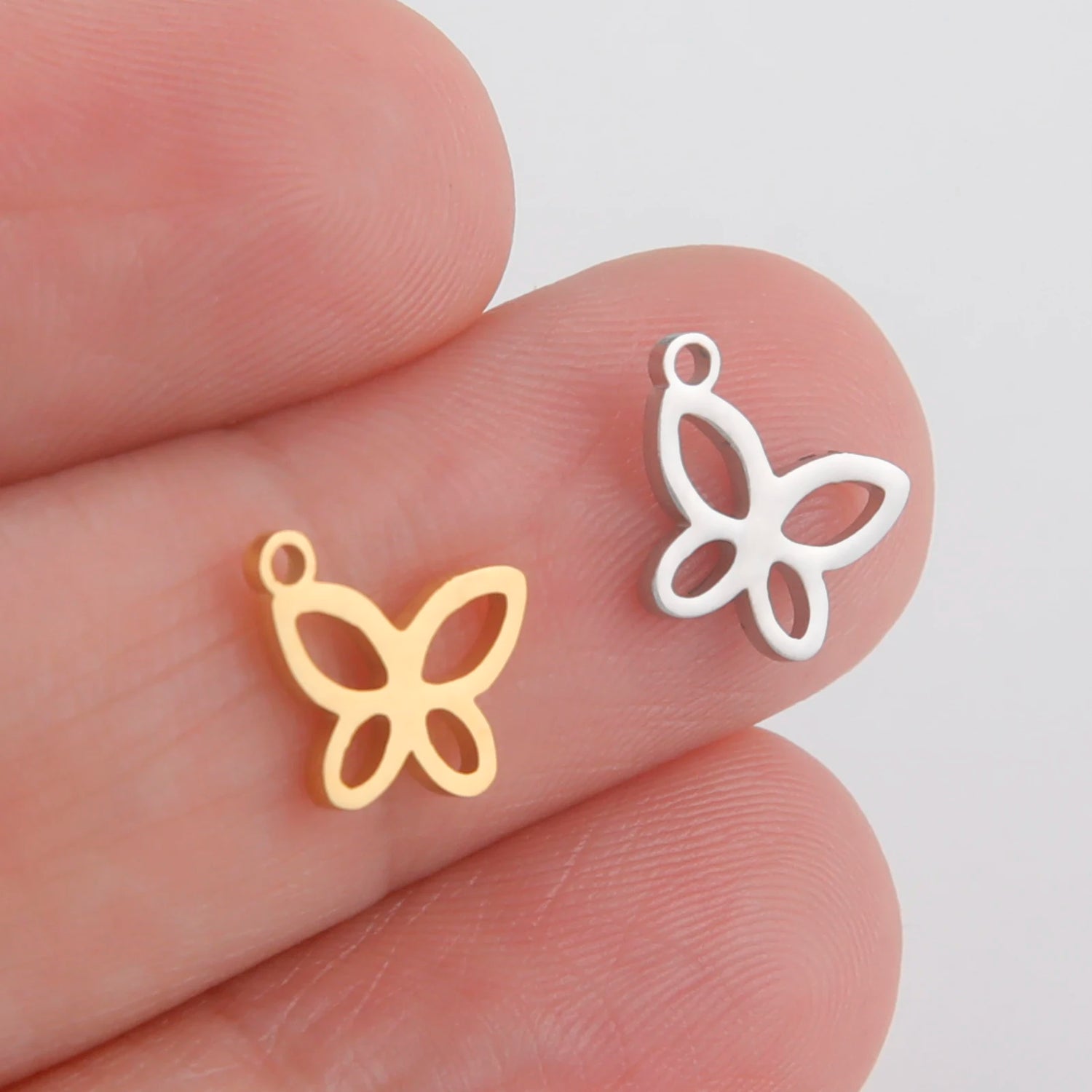 5PCS Butterfly Pendant Charm Earrings Necklace Stainless Steel Women&