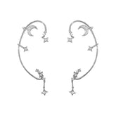 1 Pc Hot Sale Sweet Inlay Zircon Moon Star Ear Bones Clip Women&