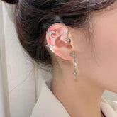 1 Pc Hot Sale Sweet Inlay Zircon Moon Star Ear Bones Clip Women&