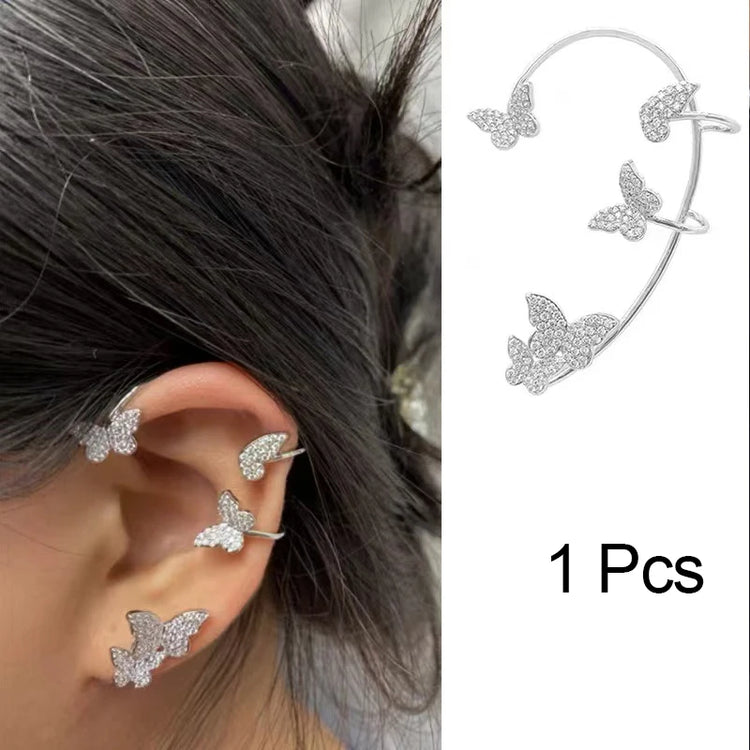 1 Pc Hot Sale Sweet Inlay Zircon Moon Star Ear Bones Clip Women&