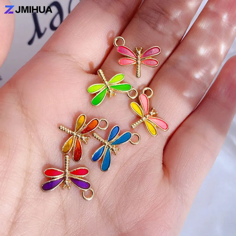 15PCS Enamel Colorful Dragonfly Charms Pendant Supplies For DIY HandmaSPECIFICATIONSBrand Name: ZJMIHUAOrigin: Mainland ChinaMetals Type: Zinc alloyCharms Type: AnimalsFine or Fashion: FashionModel Number: Charms DYD250Material: MetalSJewelry CirclesJewelry CirclesDIY Handmade Earrings Bracelets Jewelry Making Findings Accessories