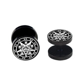 Men Lucifer and Satan Stud Earrings for Women Black  Alloy Unisex JeweSPECIFICATIONSBrand Name: YUMEIMaterial: MetalMetals Type: Zinc alloyOrigin: Mainland ChinaCN: ZhejiangItem Type: EarringsStyle: TRENDYEarring Type: Drop EarringsShaJewelry CirclesJewelry CirclesWomen Black Alloy Unisex Jewelry Brincos Masculinos