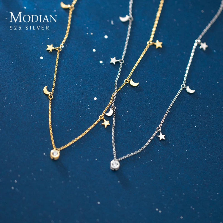 Modian 925 Sterling Silver Star And Moon Chain Sparkling Starry Link CSPECIFICATIONSBrand Name: ModianItem Weight: -Origin: Mainland ChinaCertificate: YESMain Stone: ZirconMetals Type: silverMetal Stamp: 925,SterlingGender: WomenNecklaJewelry CirclesJewelry CirclesMoon Chain Sparkling Starry Link Chain Pendant Necklaces