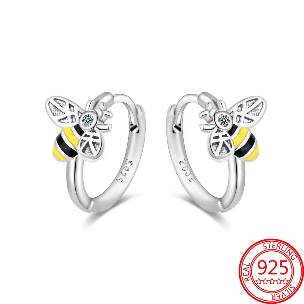 Hot Sale Bee Earrings For Girl Lovely Yellow Black Dancing Bee Happy SSPECIFICATIONSBrand Name: NoneMain Stone: CRYSTALOrigin: Mainland ChinaCertificate: YESItem Weight: 0.02Metals Type: silverMetal Stamp: 925,SterlingFine or Fashion: Jewelry CirclesJewelry CirclesGirl Lovely Yellow Black Dancing Bee Happy S925 Hoop Earrings Birthday Gift Silver Jewelry