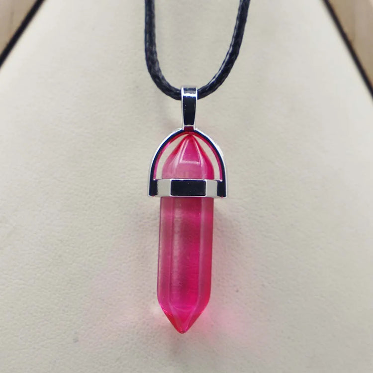 Natural Agate Glass Hexagonal Column Point Leather Cord Necklace PendaSPECIFICATIONSBrand Name: NoneMetals Type: Stainless SteelOrigin: Mainland ChinaCN: ZhejiangNecklace Type: Chains NecklacesMaterial: glassGender: lovers&