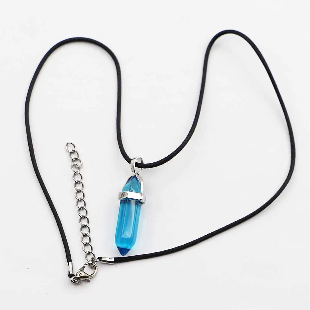 Natural Agate Glass Hexagonal Column Point Leather Cord Necklace PendaSPECIFICATIONSBrand Name: NoneMetals Type: Stainless SteelOrigin: Mainland ChinaCN: ZhejiangNecklace Type: Chains NecklacesMaterial: glassGender: lovers&