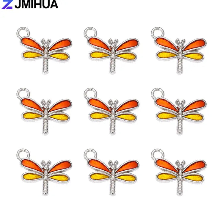 15PCS Enamel Colorful Dragonfly Charms Pendant Supplies For DIY HandmaSPECIFICATIONSBrand Name: ZJMIHUAOrigin: Mainland ChinaMetals Type: Zinc alloyCharms Type: AnimalsFine or Fashion: FashionModel Number: Charms DYD250Material: MetalSJewelry CirclesJewelry CirclesDIY Handmade Earrings Bracelets Jewelry Making Findings Accessories