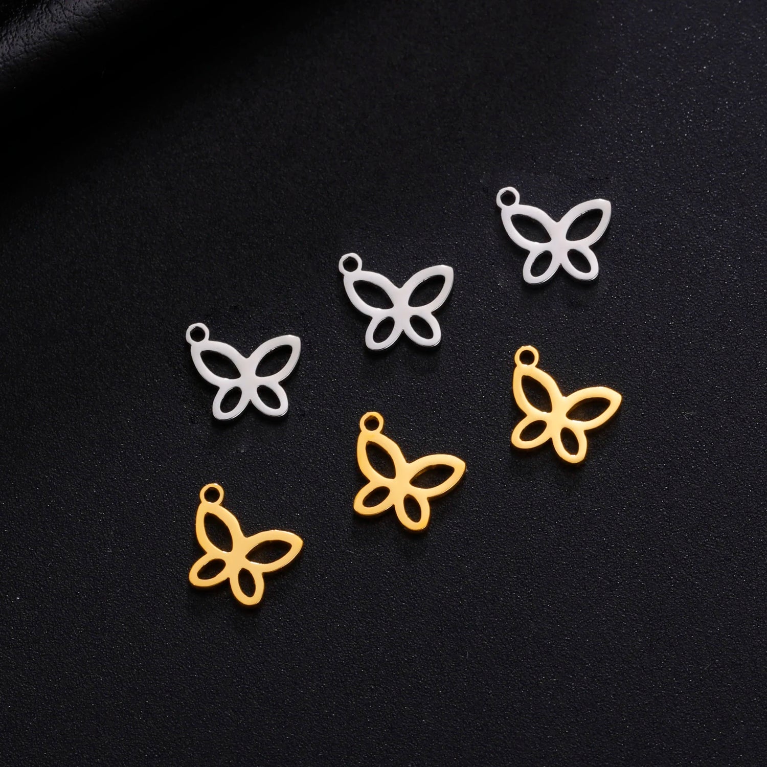 5PCS Butterfly Pendant Charm Earrings Necklace Stainless Steel Women&