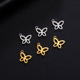 5PCS Butterfly Pendant Charm Earrings Necklace Stainless Steel Women&