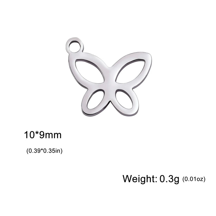 5PCS Butterfly Pendant Charm Earrings Necklace Stainless Steel Women&