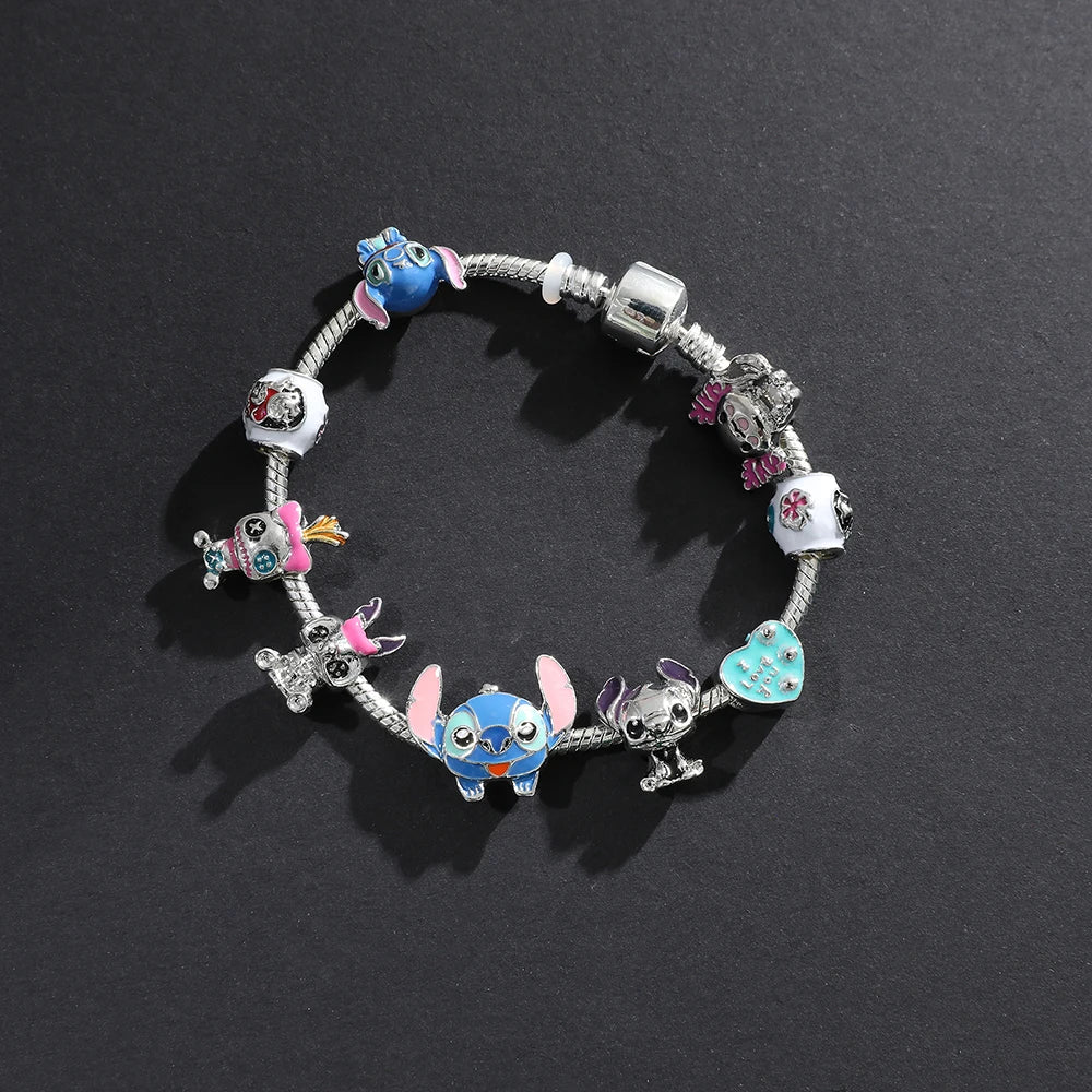 Disney Stitch Charm Bracelet Cartoon Lilo & Stitch Inspired Bracelet DSPECIFICATIONSBrand Name: DisneyGender: WomenMaterial: MetalMetals Type: Zinc alloyBracelets Type: Charm BraceletsOrigin: Mainland ChinaCN: ZhejiangChain Type: SnakeJewelry CirclesJewelry CirclesDisney Stitch Charm Bracelet Cartoon Lilo & Stitch Inspired Bracelet DIY Stitch Pendant Beads Bangle